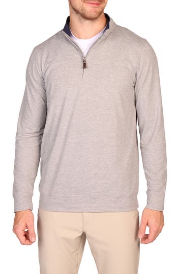 Tailorbyrd Brushed Mélange Quarter Zip Pullover In Gray