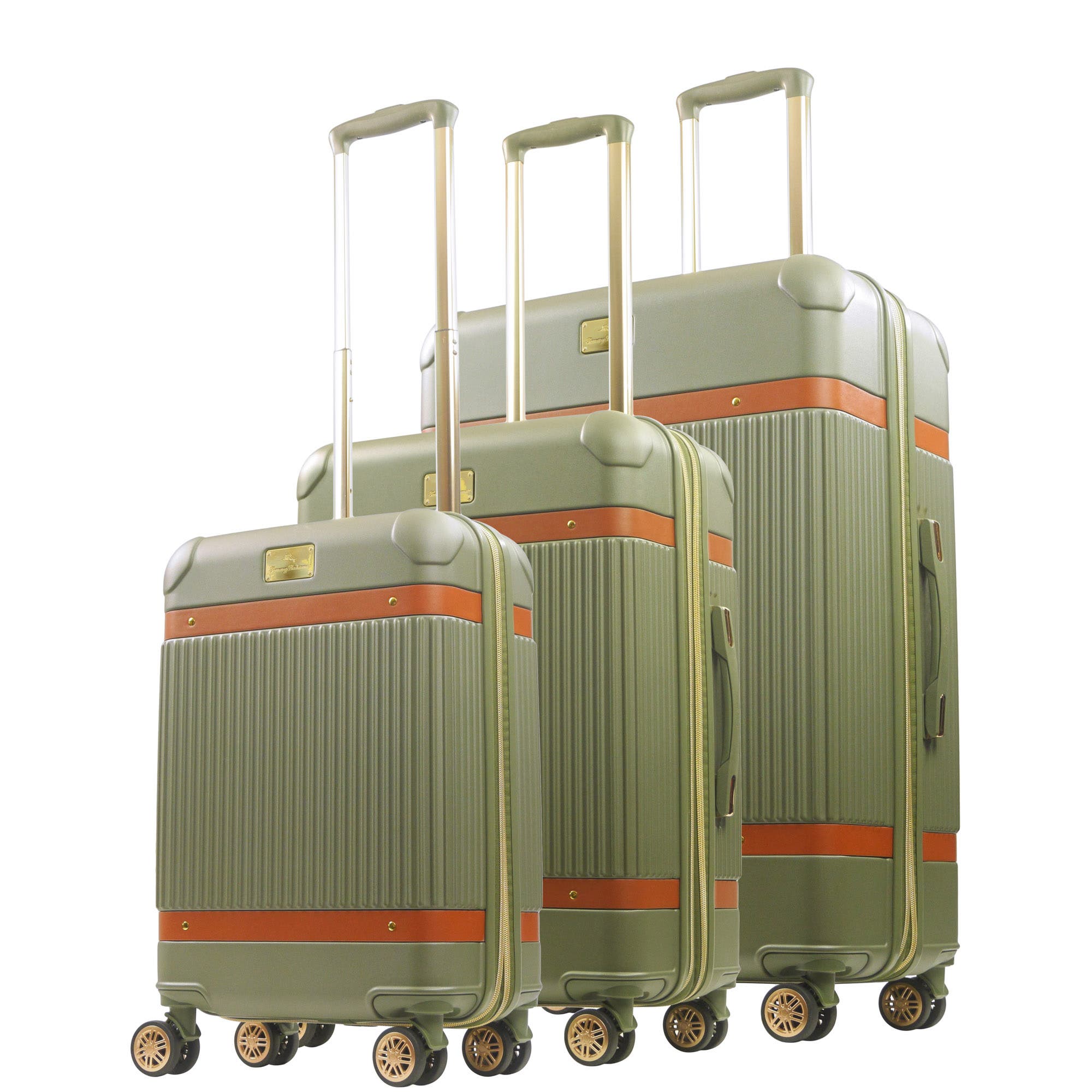 Tommy Bahama 3-Piece Stripes Hard-Sided Luggage, Main, color, Olive