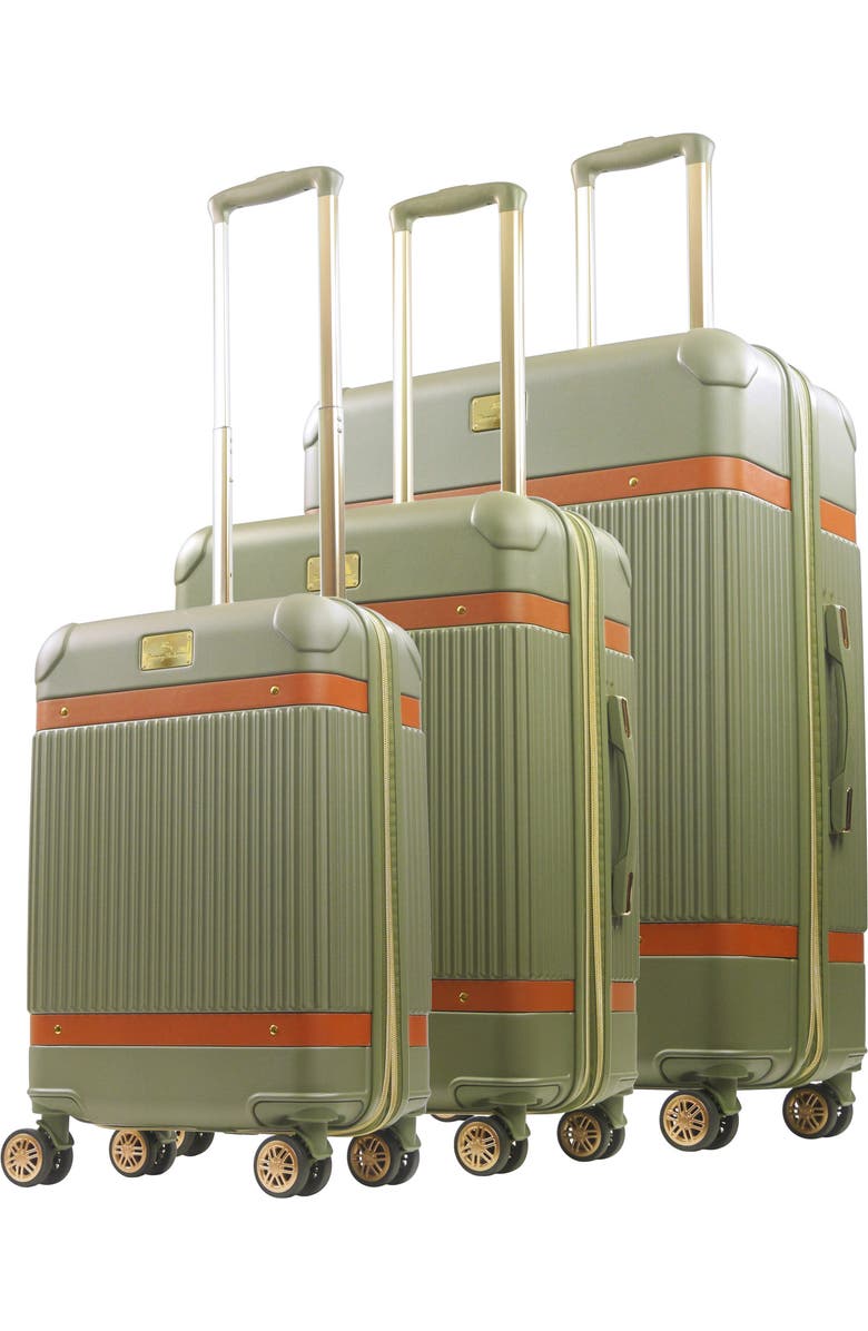 Tommy Bahama 3-Piece Stripes Hard-Sided Luggage, Main, color, Olive