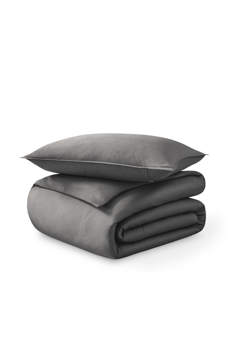 Bare Home 400 Thread Count Organic Cotton Sateen Duvet Cover and Sham Set, Main, color, Grey