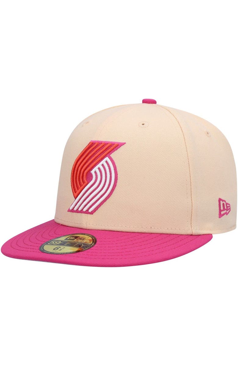 New Era Men's New Era Orange/Pink Portland Trail Blazers Passion Mango 59FIFTY Fitted Hat, Alternate, color, 