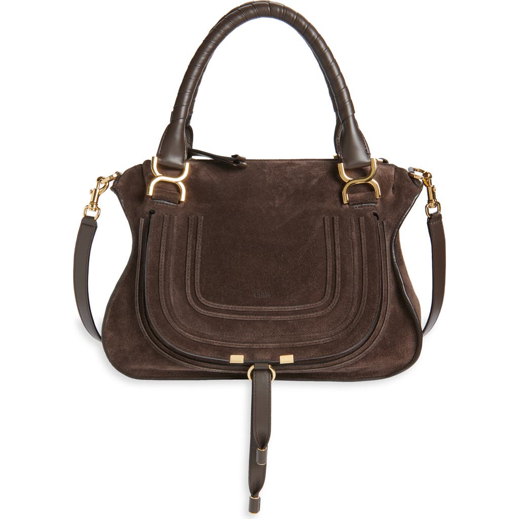 Chloé Medium Marcie Suede Satchel In Brown