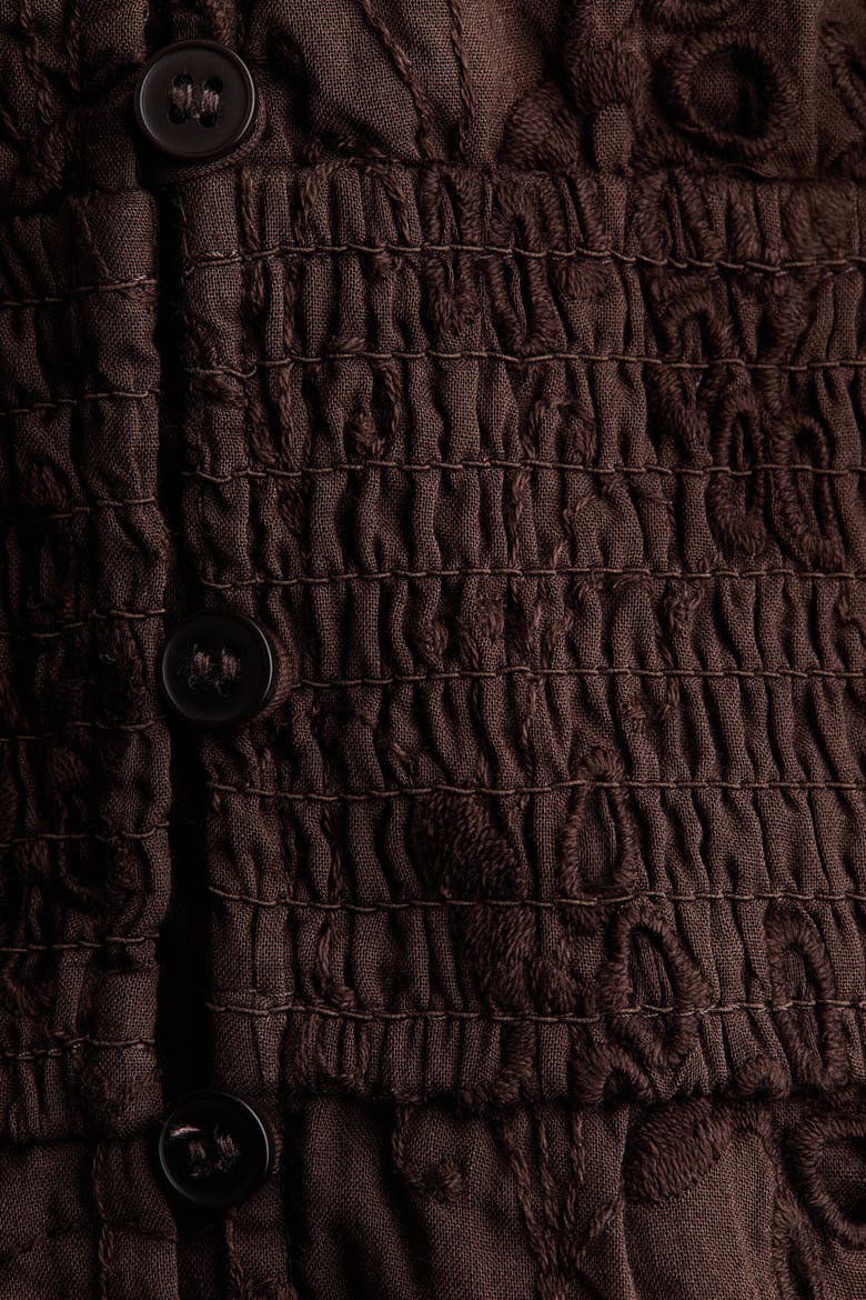 Broderie-anglaise Cotton Dress, Alternate, color, Dark brown