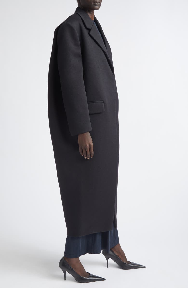 Balenciaga Wool Gabardine Long Sack Coat, Alternate, color, 1000 Black