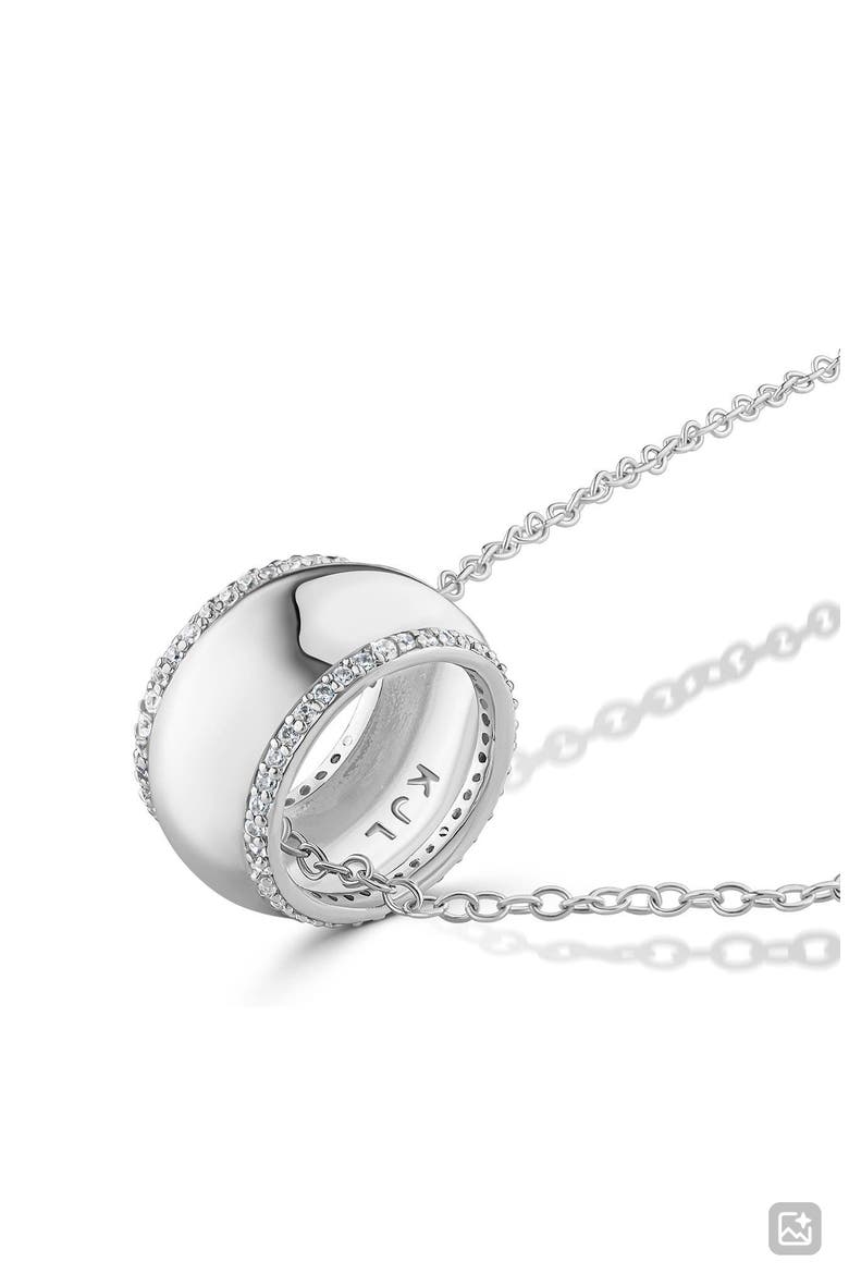 Pavé Cubic Zirconia Ring Pendant Necklace, Alternate, color, RHODIUM PLATED