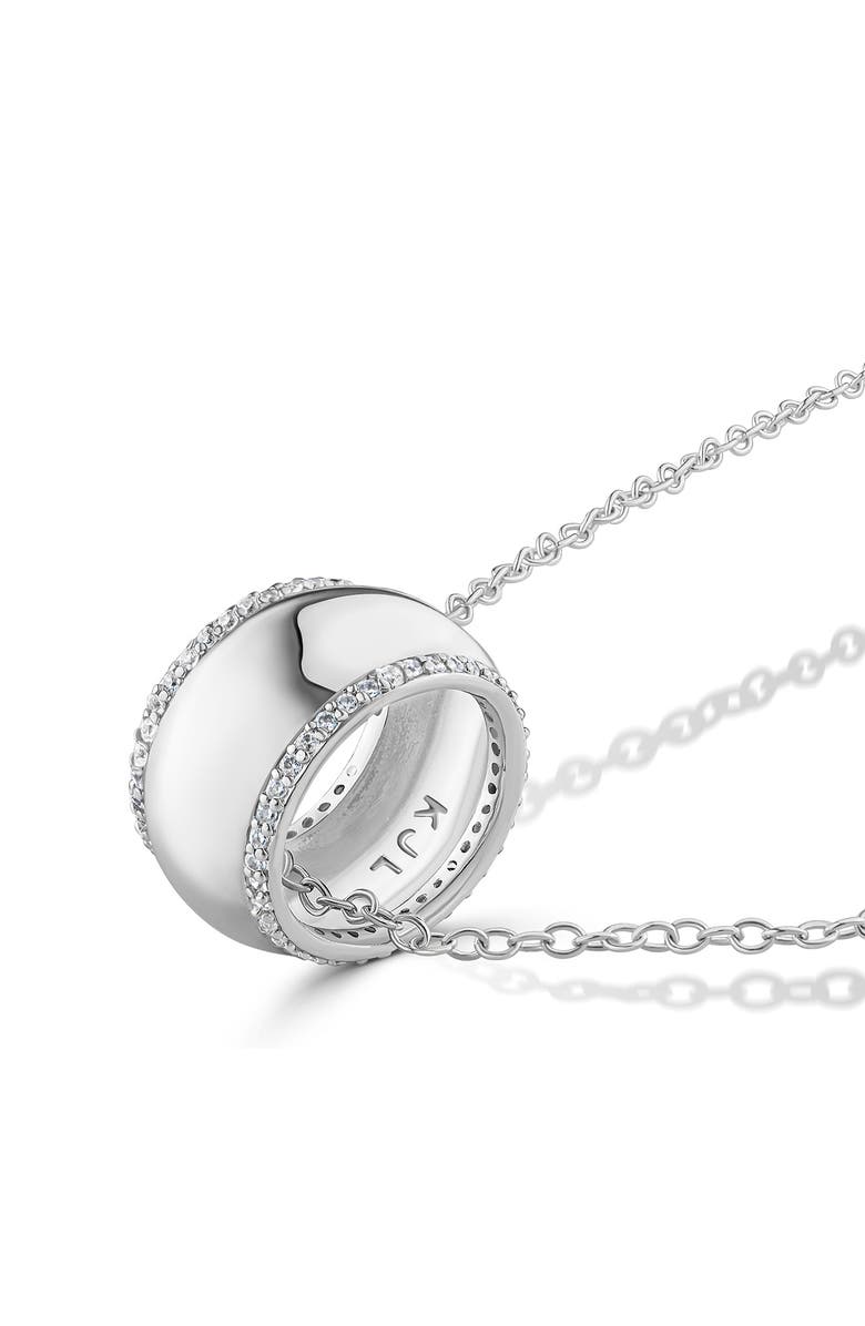 CZ by Kenneth Jay Lane Pavé Cubic Zirconia Ring Pendant Necklace, Alternate, color, Rhodium Plated