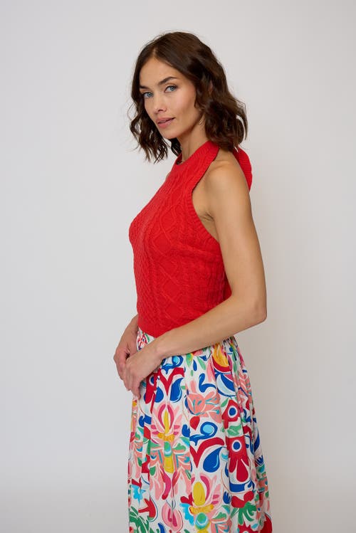 Central Park West Junie Cabled Halter Top In Red