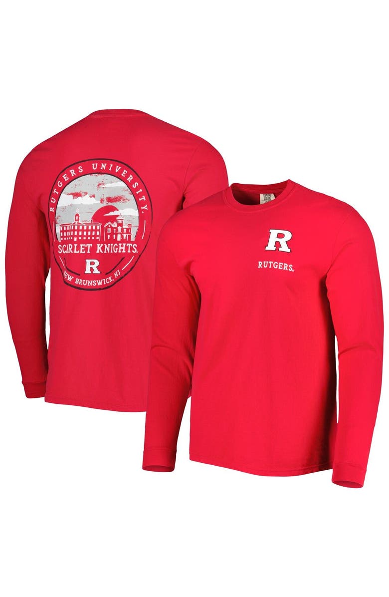 IMAGE ONE Men's Scarlet Rutgers Scarlet Knights Circle Campus Scene Long Sleeve T-Shirt, Alternate, color, 