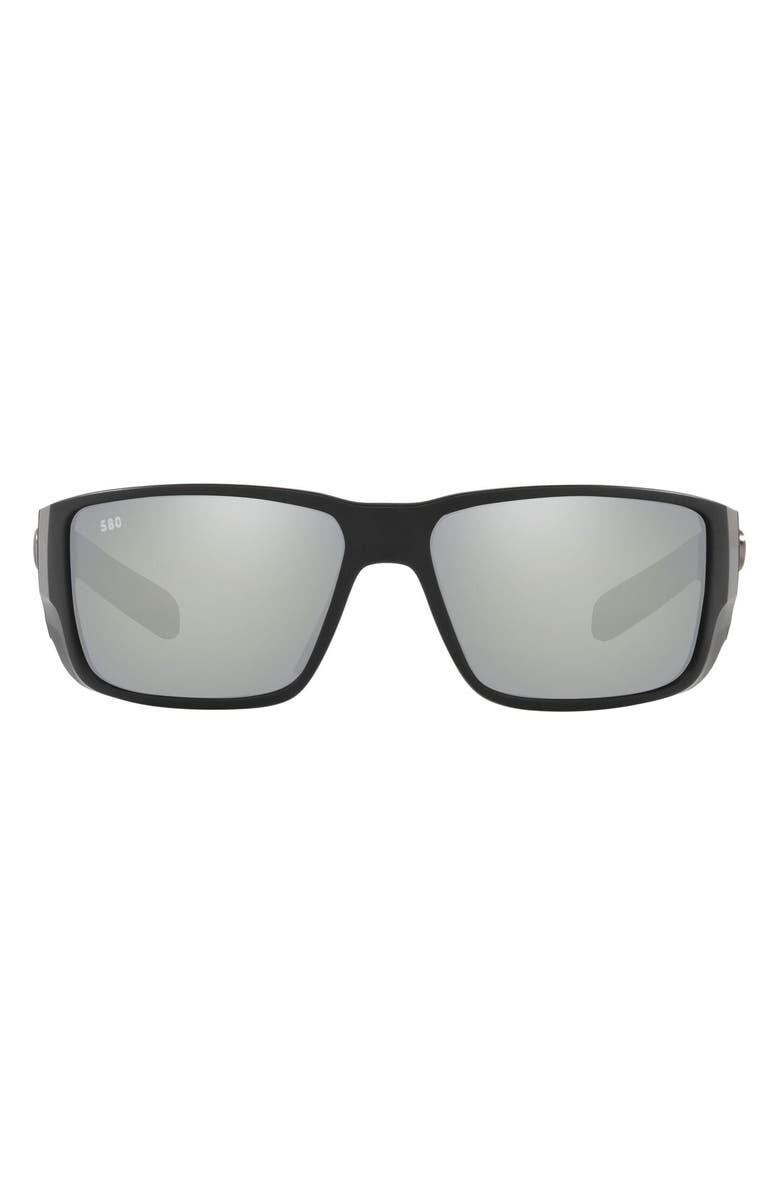 Costa Del Mar 60mm Polarized Rectangular Sunglasses, Alternate, color, Black Grey
