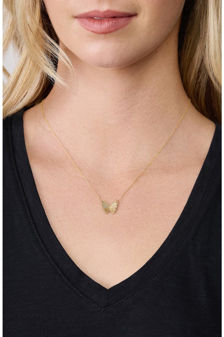 14K Yellow Gold Butterfly Pendant Necklace, Alternate, color, 14KY