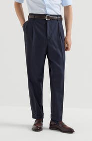 Brunello Cucinelli Virgin wool chevron trousers with double pleats