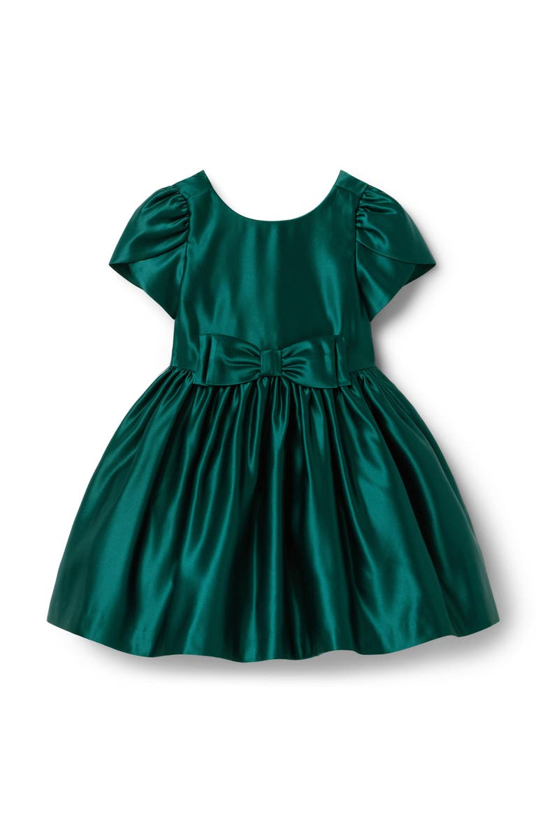 Janie and Jack The Holiday Bow Dress, Main, color, Green