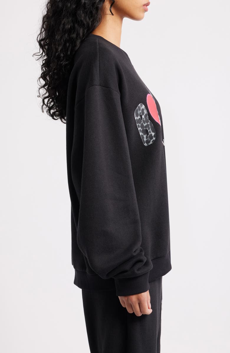 BOYS LIE Caitlyn Coded Logo Crewneck Sweatshirt, Alternate, color, Black