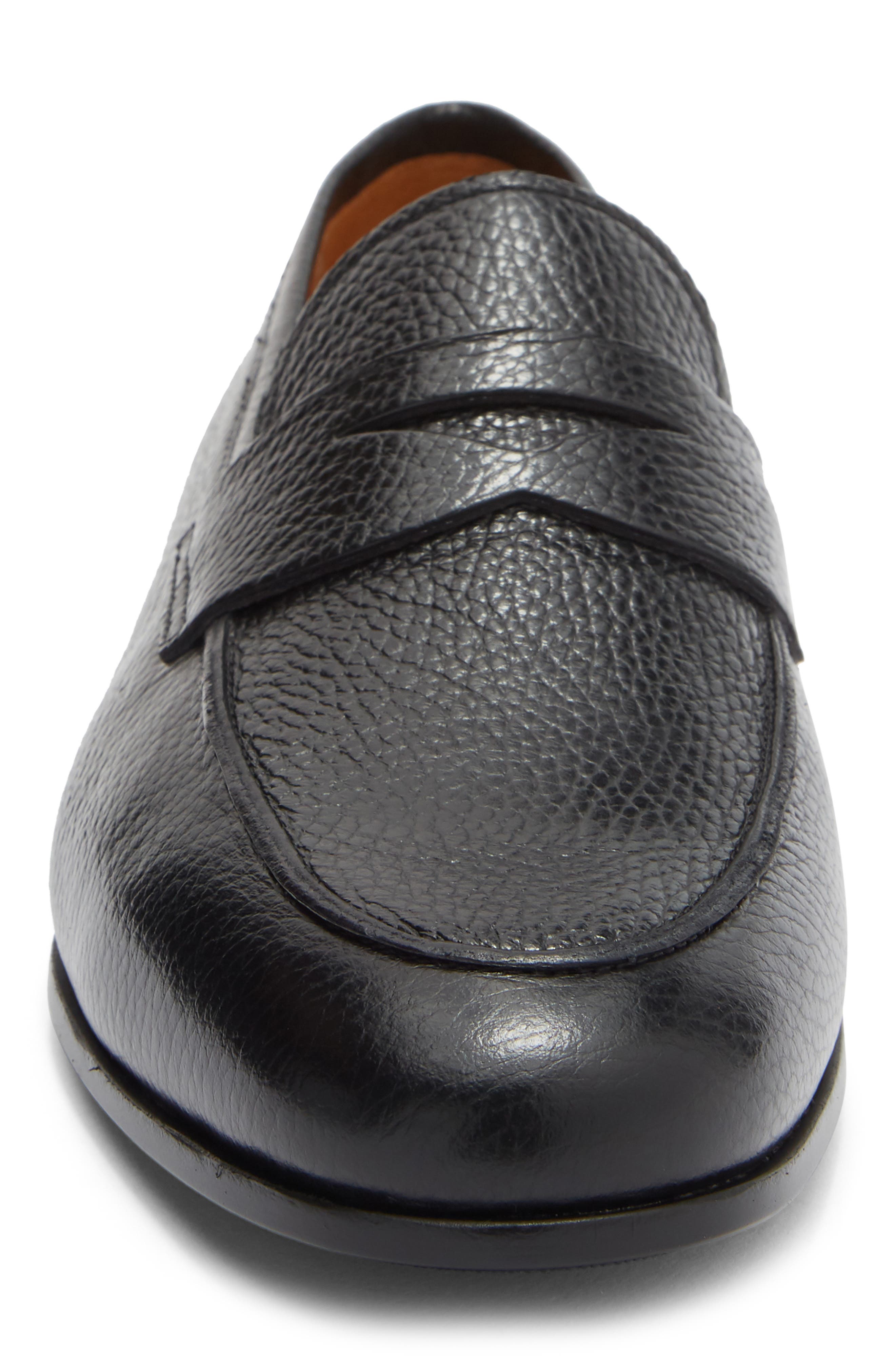 Magnanni Tavarez Apron Toe Penny Loafer, Alternate, color, Black Pebble