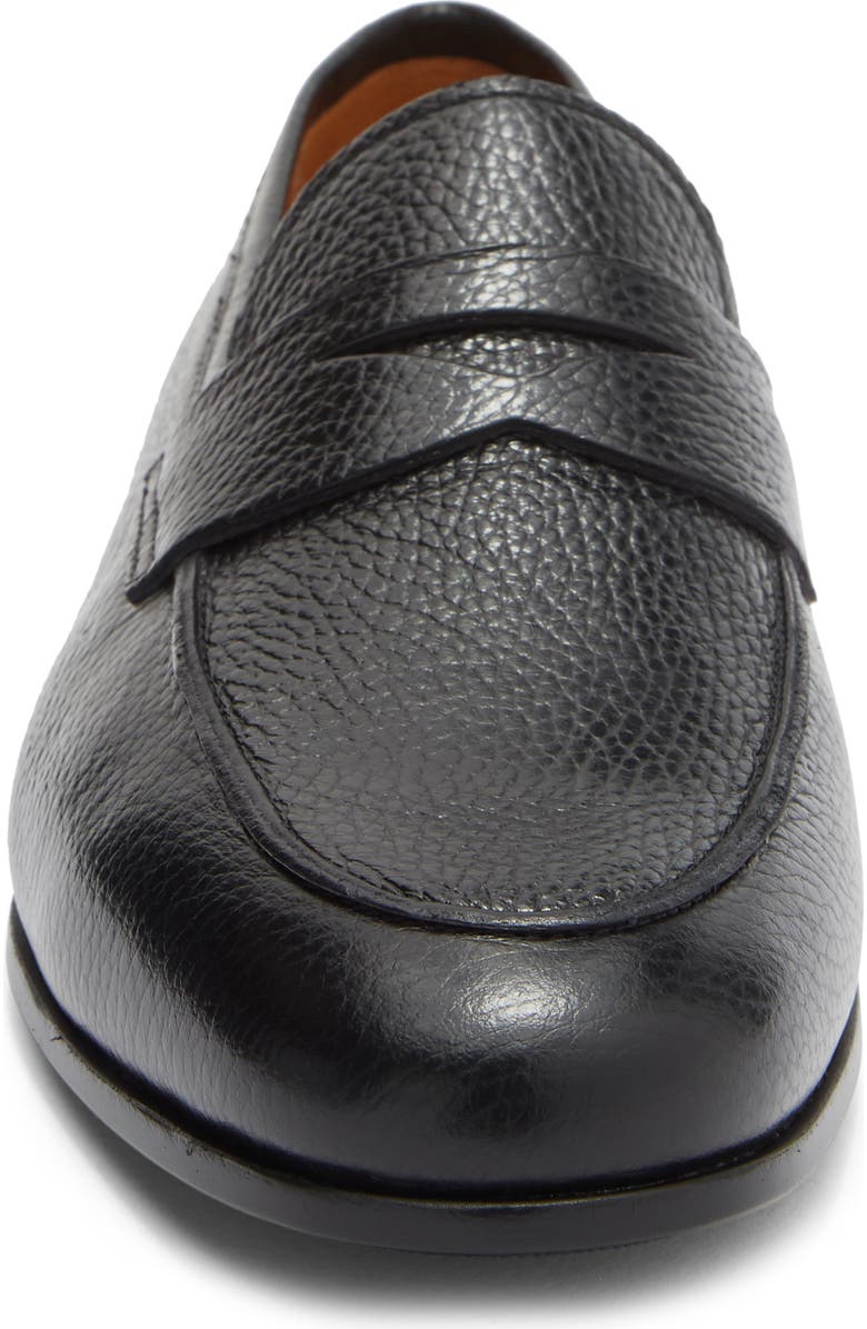 Magnanni Tavarez Apron Toe Penny Loafer, Alternate, color, Black Pebble