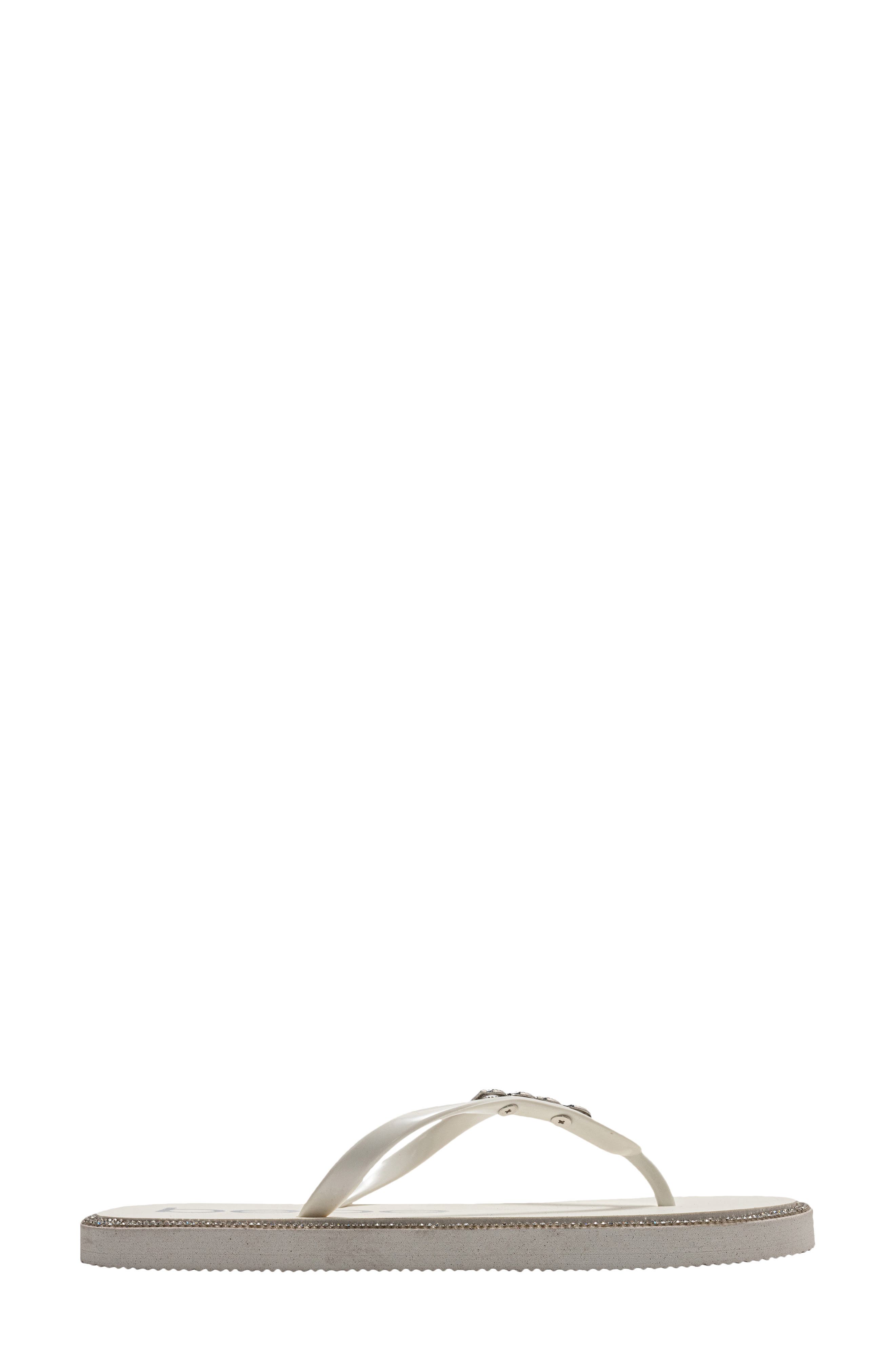 Rhinestone Flip Flop, Alternate, color, WHITE