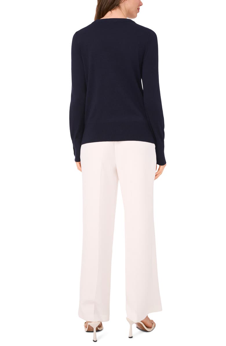 Halogen<sup>®</sup> Button Cuff Crewneck Sweater, Alternate, color, Navy Depths