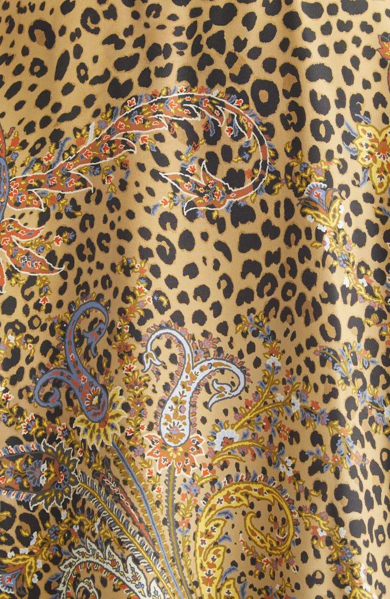 Etro Leopard Paisley Print Open Front Silk Jacket, Alternate, color, Printed Brown Base