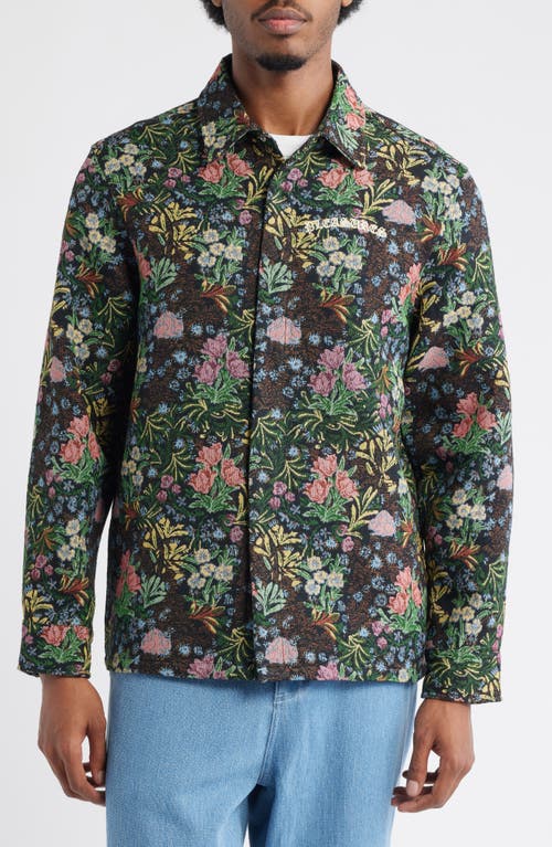 Pleasures Floral Jacquard Snap-up Overshirt In Black