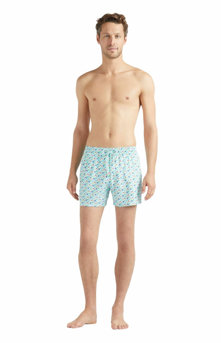 Vilebrequin Men's Micro Ronde Des Tortues Rainbow Stretch Short Swim Shorts, Main, color, Pacific