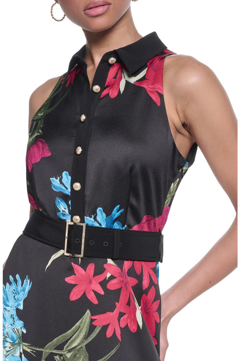 Floral Print Asymmetric Midi Dress, Alternate, color, BLACK PORT MULTI