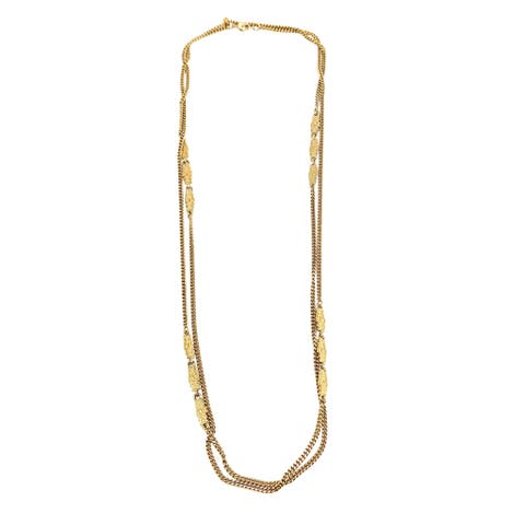 Vintage 1970s Gold-tone Long Station Link Chain Necklace