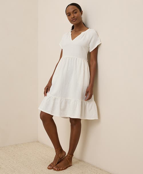 Pact Organic Cotton Coastal Double Gauze Breezy Dress In White