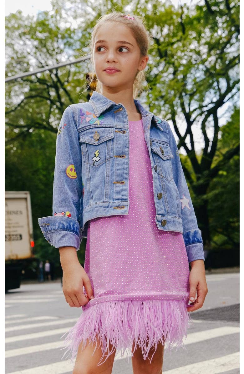 Lola + The Boys Haze Crystal Feather Dress, Alternate, color, Lavender