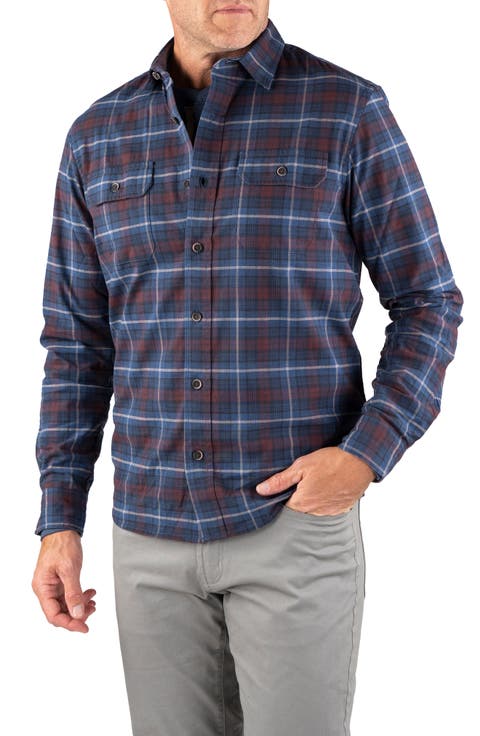 Performance Stretch Plaid Chambray Shirt