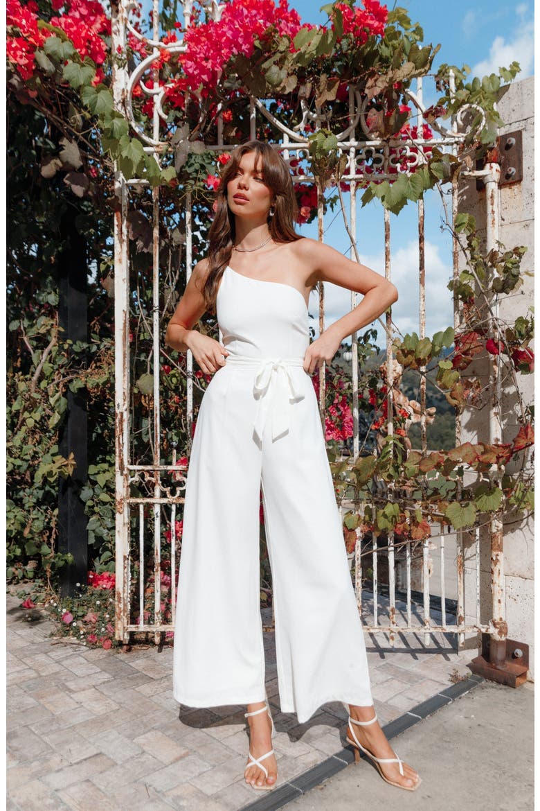 Leyton Asymmetric Jumpsuit, Alternate, color, WHITE