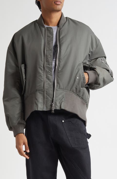 Curved Hem Oversize Bomber Jacket
