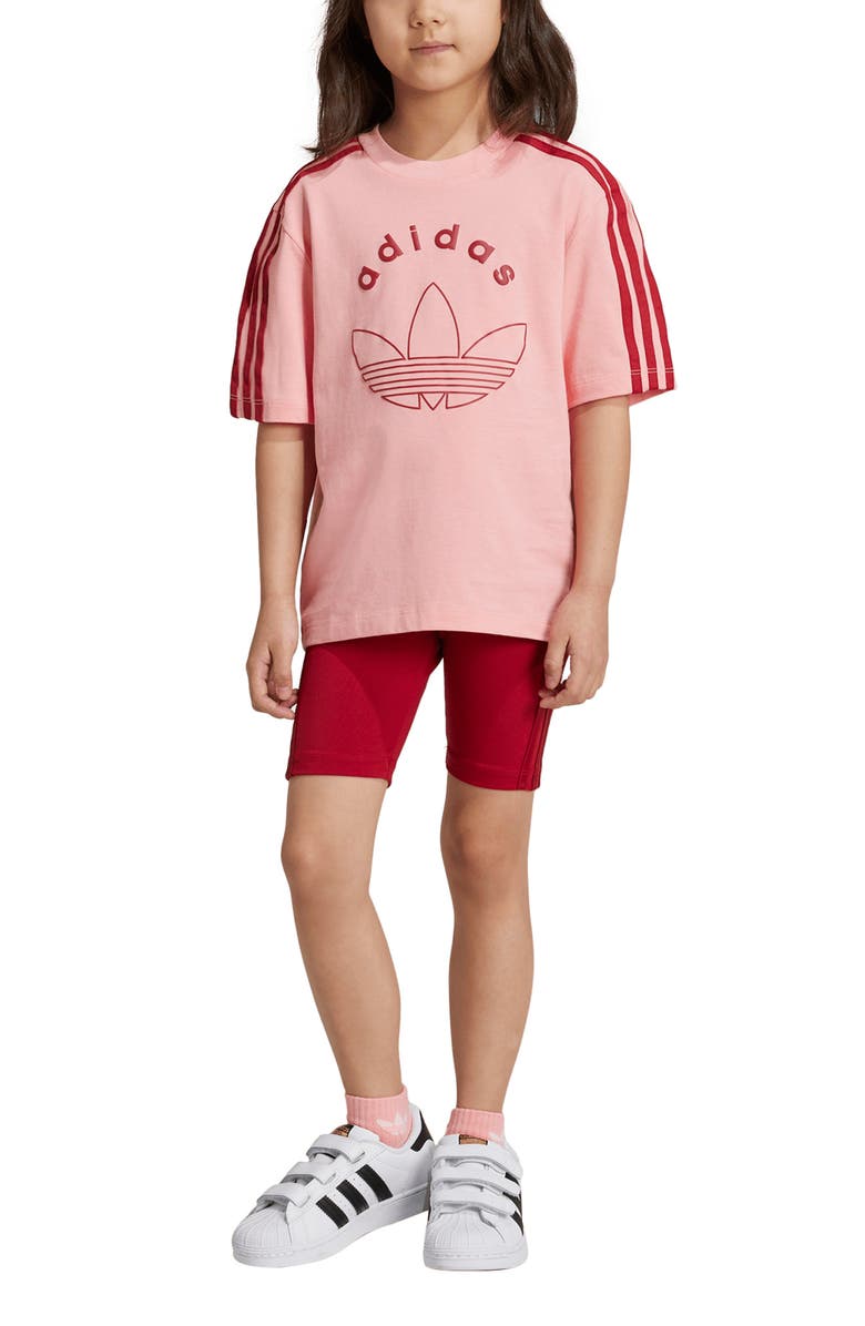 adidas Kids' Trefoil Graphic T-Shirt & Bike Shorts Set, Alternate, color, 