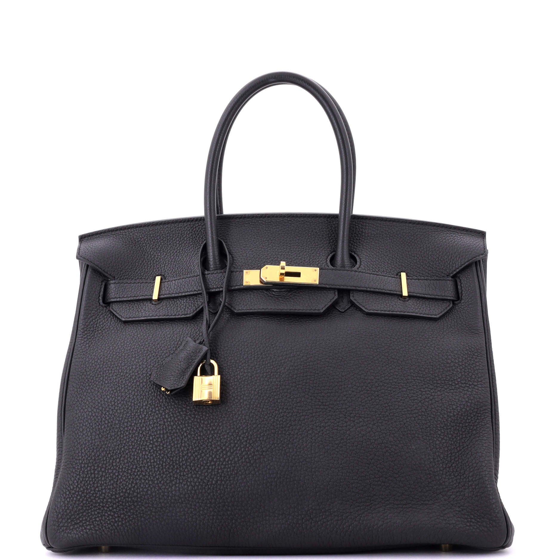 Pre-Owned Hermes Birkin Handbag Black Togo with Gold Hardware 35, Main, color, 