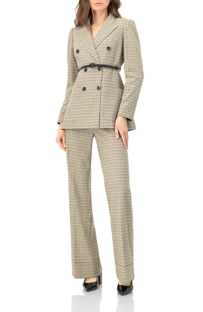 IVONNE Double-Breasted Checkered Blazer, Alternate, color, Multicolor