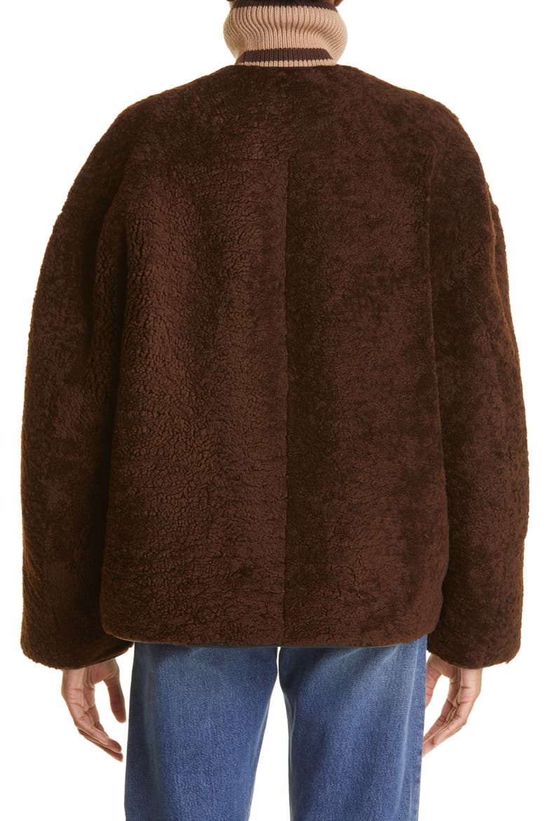 Teddy Genuine Shearling Jacket, Alternate, color, SADDLE BROWN