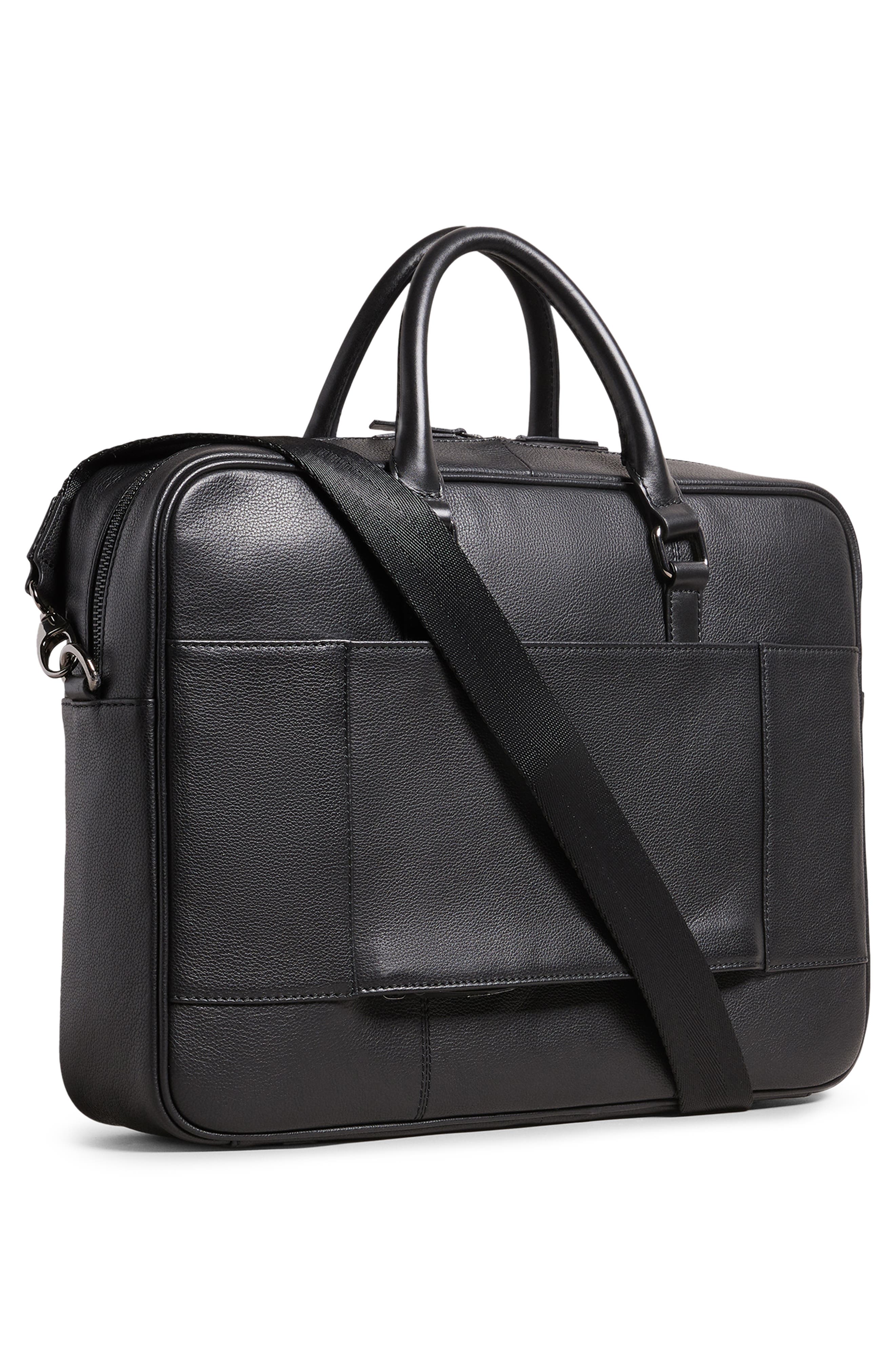 Ted Baker London Canvess Textured Leather Briefcase, Alternate, color, 