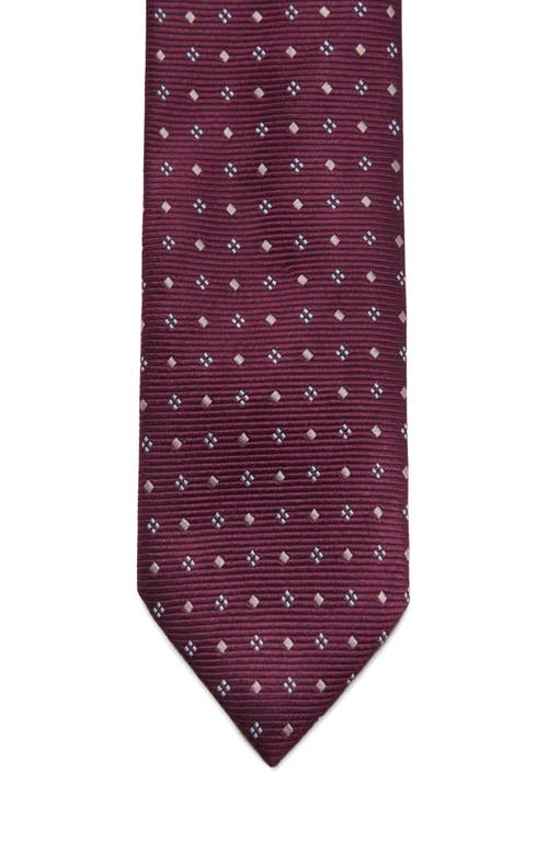 Mango Geometric Medallion Silk Blend Tie In Burgundy