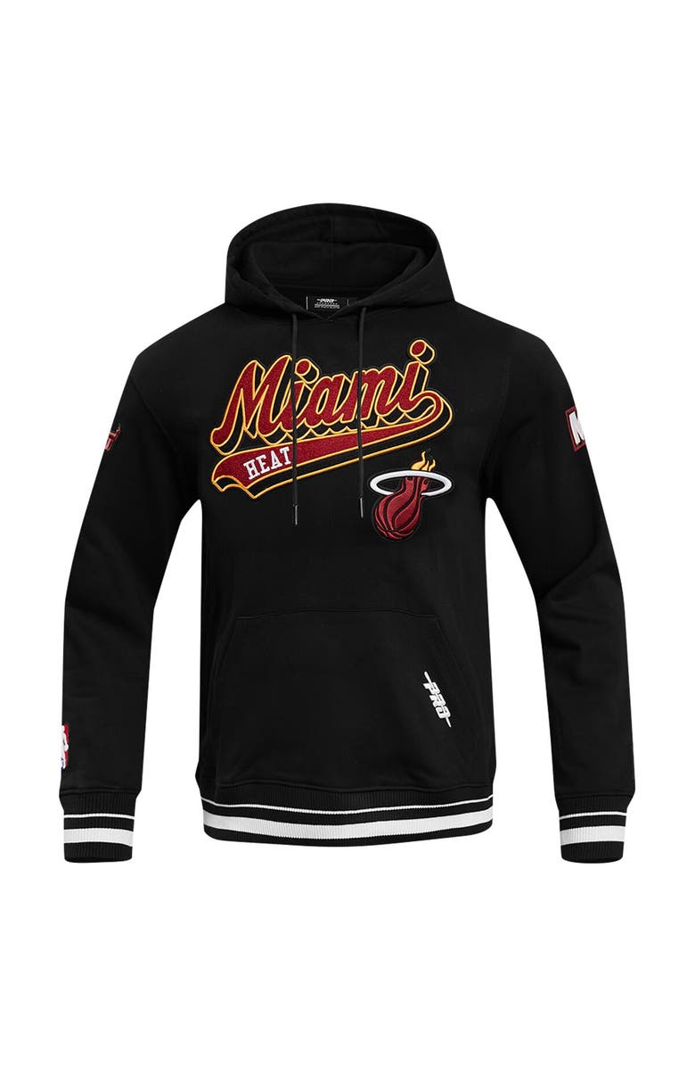 PRO STANDARD Men's Pro Standard Black Miami Heat Script Tail Pullover Hoodie, Alternate, color, 