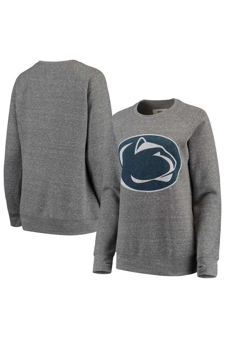 Women's Pressbox Heathered Gray Penn State Nittany Lions Big Team Logo Knobi Fleece Tri-Blend Crew Neck Sweatshirt, Main, color, Heather Gray