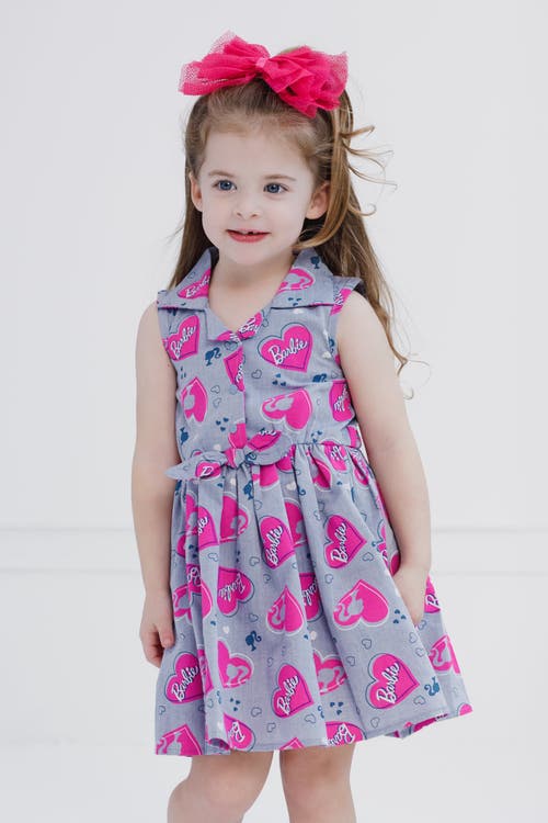 Barbie Sleeveless Chambray Dress In Gray