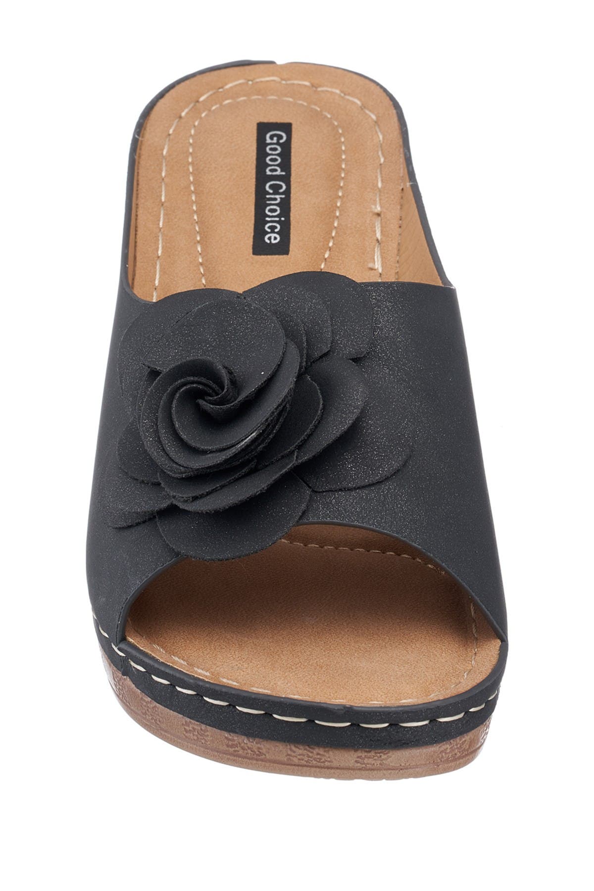 GOOD CHOICE NEW YORK Tokyo Floral Wedge Sandal, Alternate, color, Black