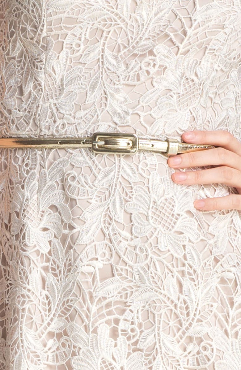 Eliza J Belted Lace Dress, Alternate, color, 