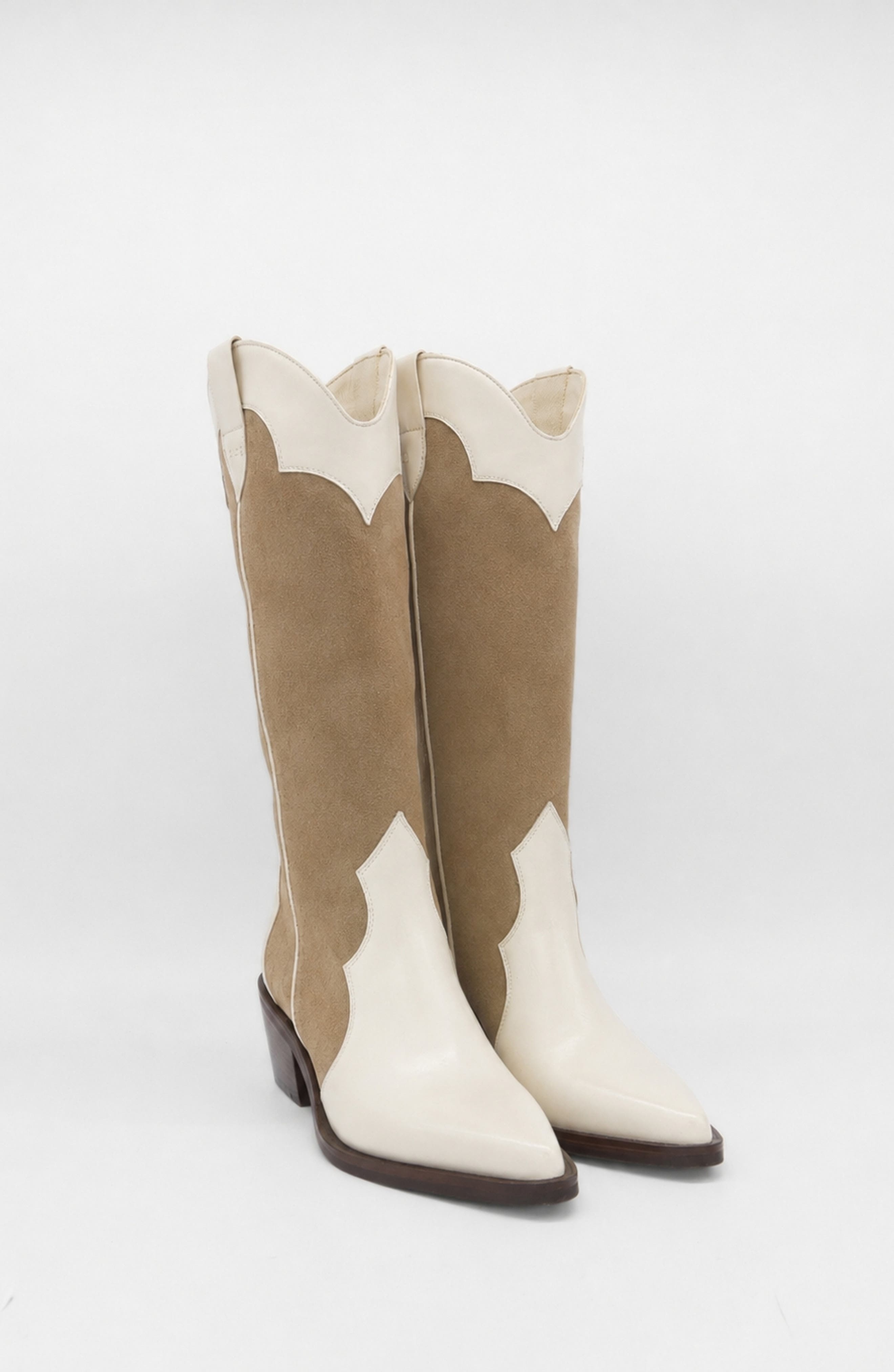 Agiatezza Western Boots, Main, color, Ivory / Mocha