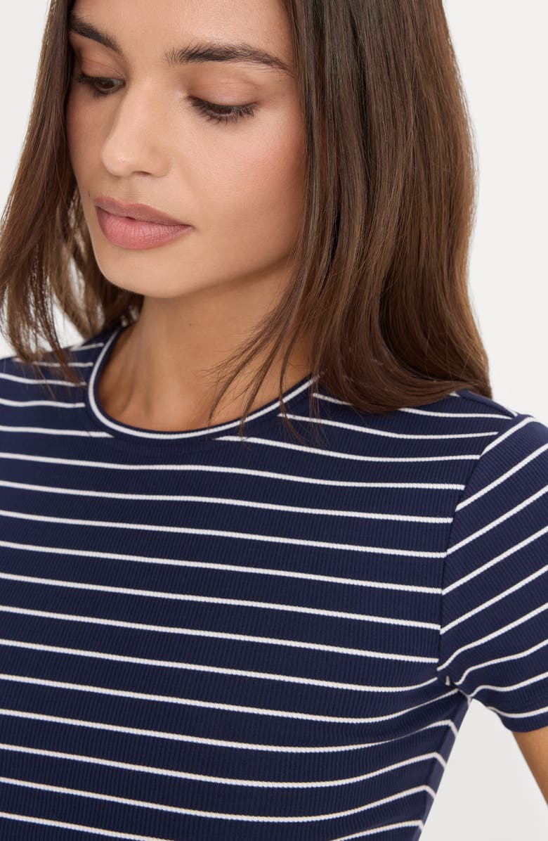 Good American Stripe Rib Baby Tee, Alternate, color, Simple Stripe Horizon Ink