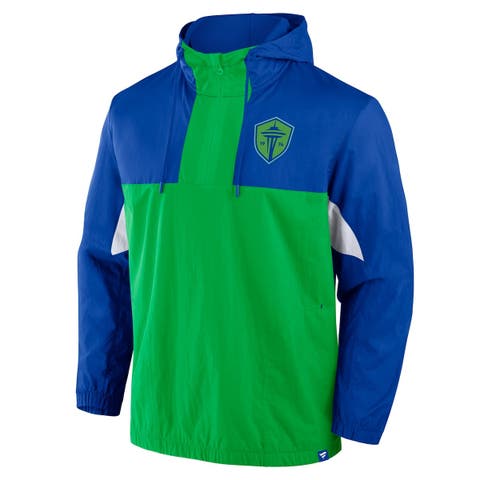 Men's Fanatics Royal Seattle Sounders FC Free Kick Woven Quarter-Zip Hoodie Jacket