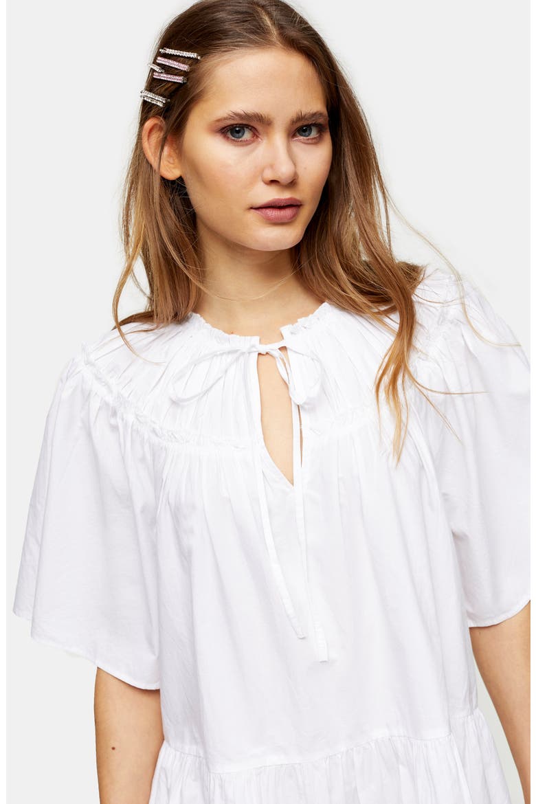 Smocked Poplin Dress, Alternate, color, WHITE