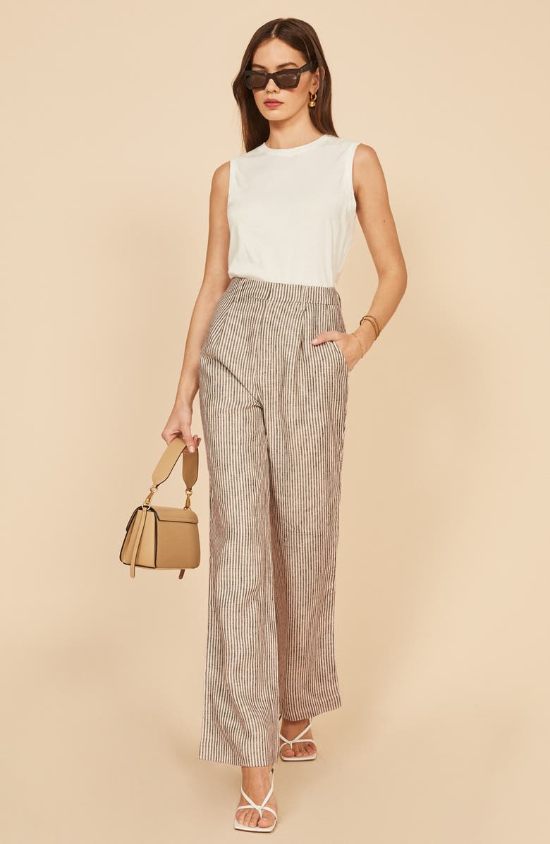 Reformation Cello Wide Leg Linen Pants, Alternate, color,