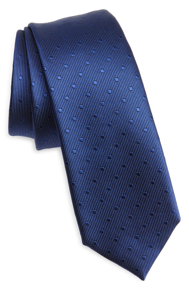 TOM FORD Polka Dot Jacquard Mulberry Silk Tie, Main, color, Dark Blue