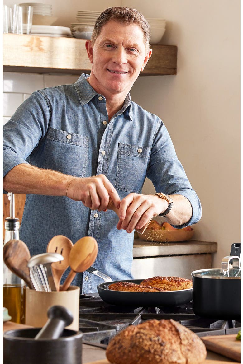 x Bobby Flay Professional Ceramic Nonstick 4.5-Quart Sauté Pan with Lid, Alternate, color, BLACK