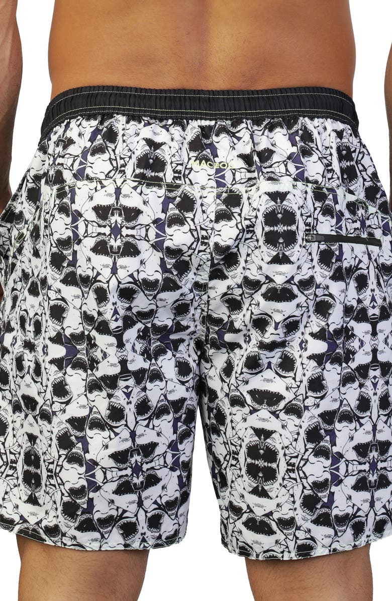 Maceoo Swim Lion Shark Print Swim Trunks, Alternate, color,